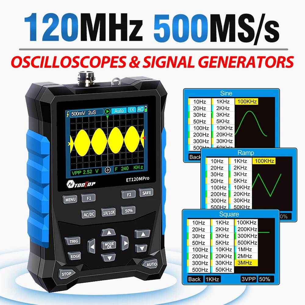 Tooltop et120mpro portátil 120 - Digital Storage Oscilloscope 100Mhz avaliação e preço